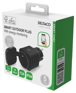 Deltaco SH-OP01 smart plug utomhus IP44, svart