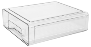 Stabelbar kjøleskapsoppbevaring med hylle, gjennomsiktig