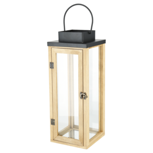 Lyhty puinen, kahva, lasi