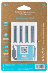 Pale Blue oppladbare AAA-batterier USB-C, 4-pakning