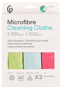 Smart Microfiber rengjøringsklut, 3-pakning