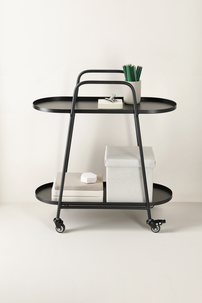 Rullavaunu, 2 hyllytasoa, musta teräs