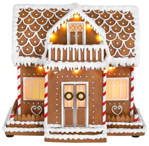 Pepperkakehus, juleby med LED-belysning