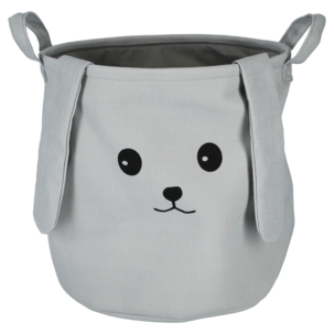 Oppbevaringskurv barn, med ører og dyremotiv, 35x35 cm