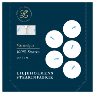 Liljeholmens värmeljus, vita, 75-pack, 100 procent stearin