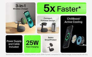 Belkin UltraCharge Pro 3-i-1 Qi2-lader, 25W