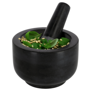 Morter marmor, svart, 12 x 8 cm