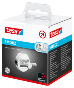 Tesa Smooz Itsekiinnittyvä pyyhekoukku, kromattu