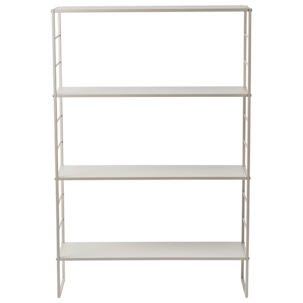 Smal hylle med fire hylleplater, metall, beige