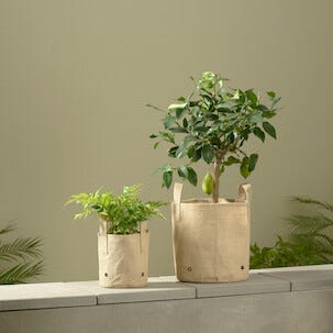 Utendørspotte i jute, sammenleggbar