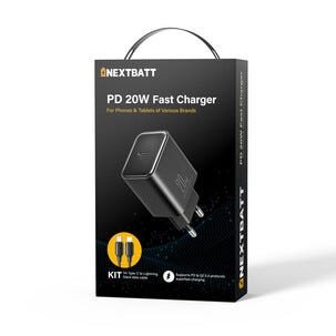 Lightning- til USB-C-lader 20 W med kabel, 1 m, svart
