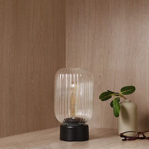 Batteridrevet bærbar bordlampe i glass, oppladbar