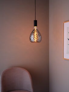 Dekorpære E27 med sotet glass, svart, 200 mm