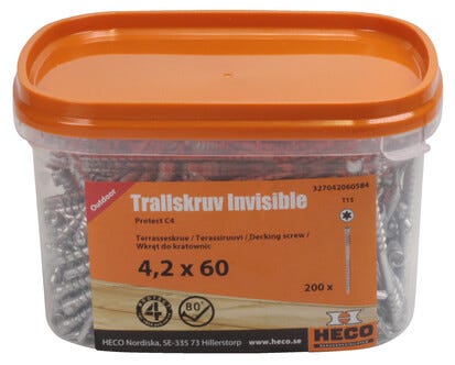 Trallskruv Invisible till Heco Decking Tool, 4,2 x 60 mm