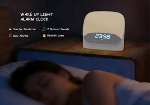Wake-up light vekkerklokke med lyd og lys