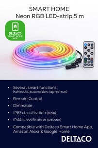 Deltaco Smart LED-list neon RGB utomhus, 5 meter