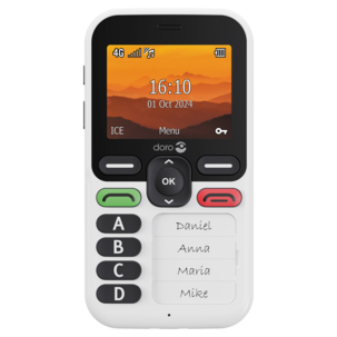 Doro Leva X10 mobiltelefon for eldre, hvit