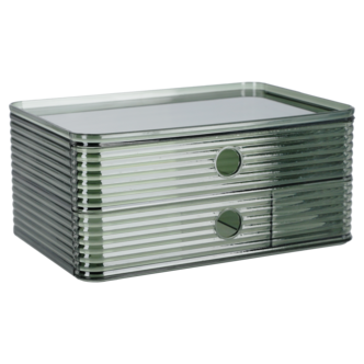 Stabelbar oppbevaringsboks med 2 skuffer, transparent grønn
