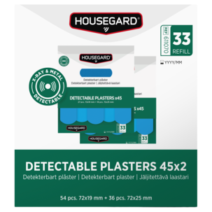 Housegard detekterbare plastre blå, 2 x 45-pakning