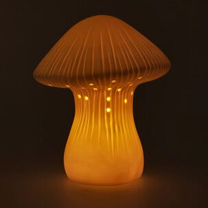 Dekorasjonssopp keramikk med LED-lys og timer, 14,8 cm