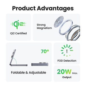 Ugreen 2-in-1 MagSafe trådlös laddare, 15 W