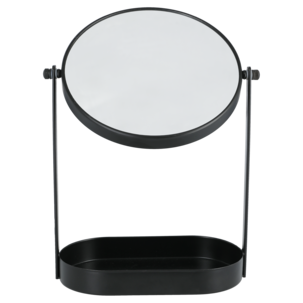 Pyöreä meikkipeili, suurennus ja säilytystila, musta