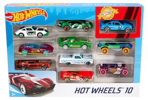 Hot Wheels bilar 10-pack, från 3 år
