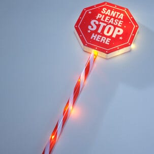 Santa Please Stop Here-skilt med lys, 59 cm