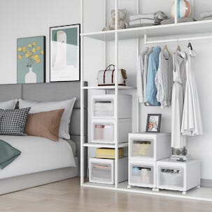 Stapelbar förvaring med hjul, 3 lådor