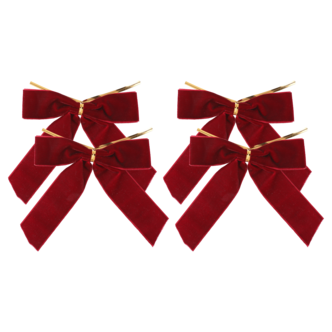Julrosetter sammet röd trådfäste, 4-pack