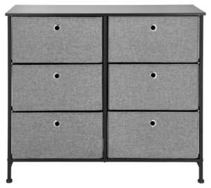 Kommode i metall med skuffer i tekstil, svart