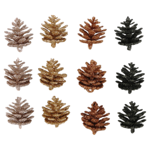 Julgranspynt glittrande kottar, 12-pack 