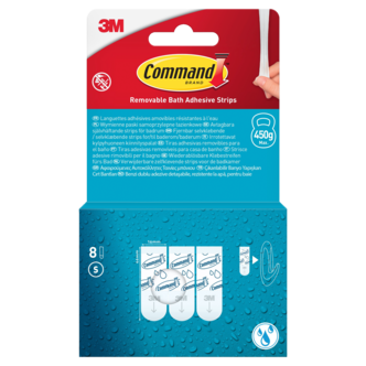 Command selvklebende strips S, bad, 450 gram, 8-pakning