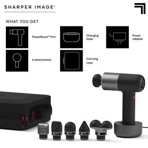 Sharper Image Powerboost Pro+ massagepistol, 6 munstycken