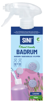 Sini Aloituspakkaus kylpyhuoneen puhdistukseen, suihkepullo ja 2 tablettia