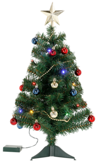 Mini juletre 60 cm med farget LED-belysning og pynt
