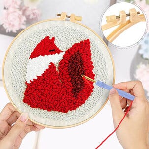 Punch Needle broderisett med dyremotiv, for voksne