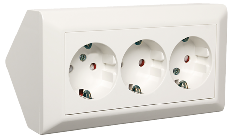 Elko RS 3-veis utenpåliggende stikkontakt til hjørne