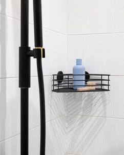 Beslagsboden duschkorg hörn självhäftande, rostfritt stål