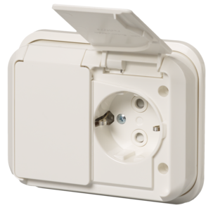 2-vägs infällt vägguttag IP44 ABB Jussi 302EUG