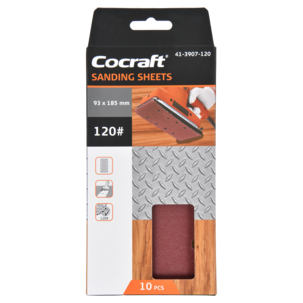 Cocraft sandpapir borrelås, 93 x 185 mm, 10-pakning