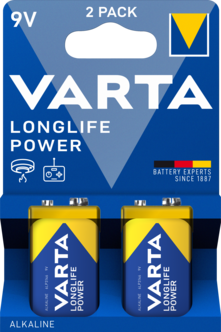 Varta Longlife Power 9V batteri, 2-pakning