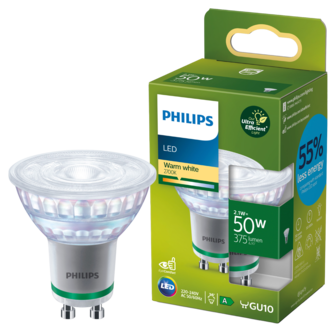 Varmvit LED-lampa spot GU10 2,1 W, Philips Ultra Efficient