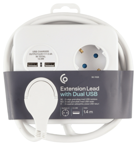 Grenuttag med USB-laddare 3-vägs