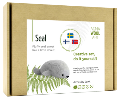 Agna Wool Art Kit filtad ull, säl, 10 cm
