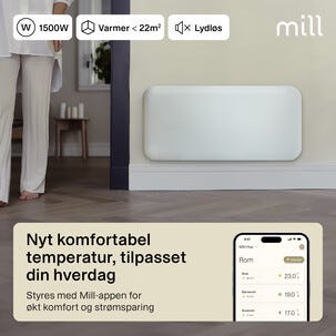Mill Invisible Smart WiFi Sähköpatteri Gen. 4, valkoinen, 1500 W