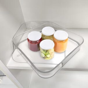 Roterende brett for hjørne, Lazy Susan, firkantet, 22,8 x 22,8 cm