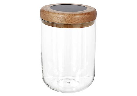 Solcellelykt i glass og tre
