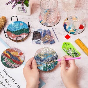 DIY glasunderlägg med Diamond Painting, 6-pack