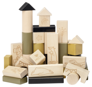 Micki Premium Rakennuspalikat puuta, 40 kpl, ikäsuositus yli 5 kk